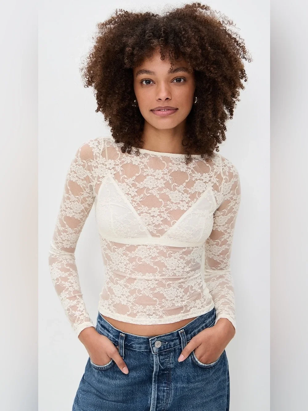 Reformation Adriano Lace Knit Top